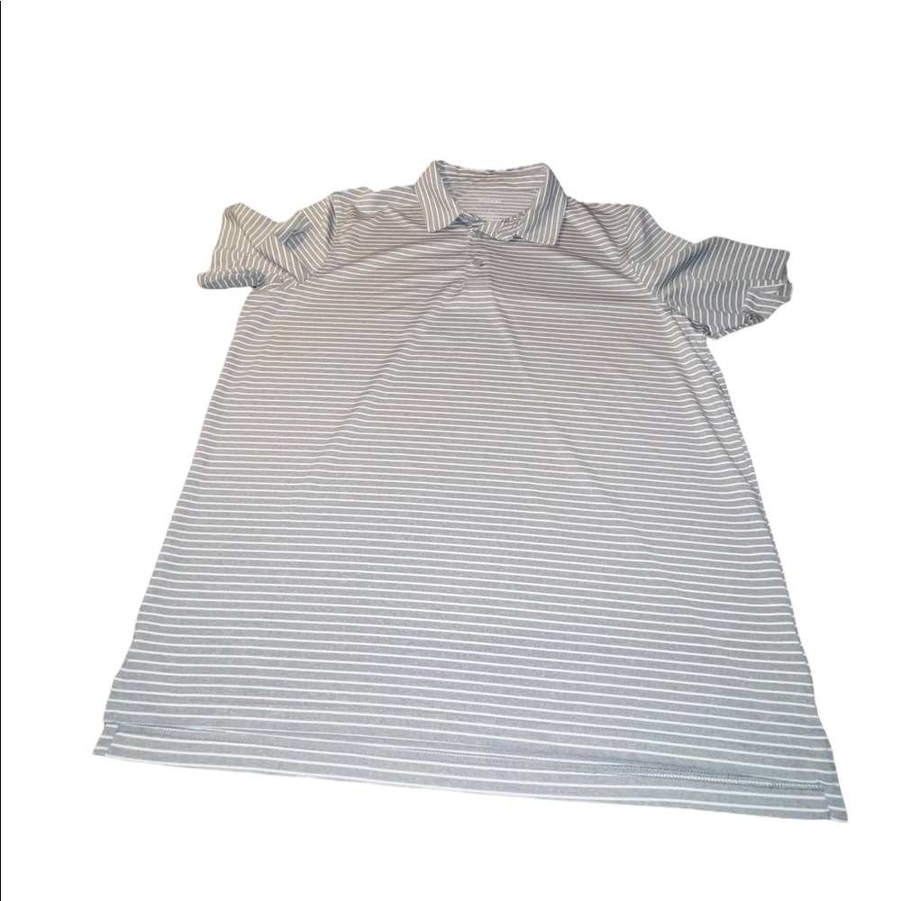 Men’s Croft & Barrow Gray with white stripes Golf Polo Size Large Quick Dry